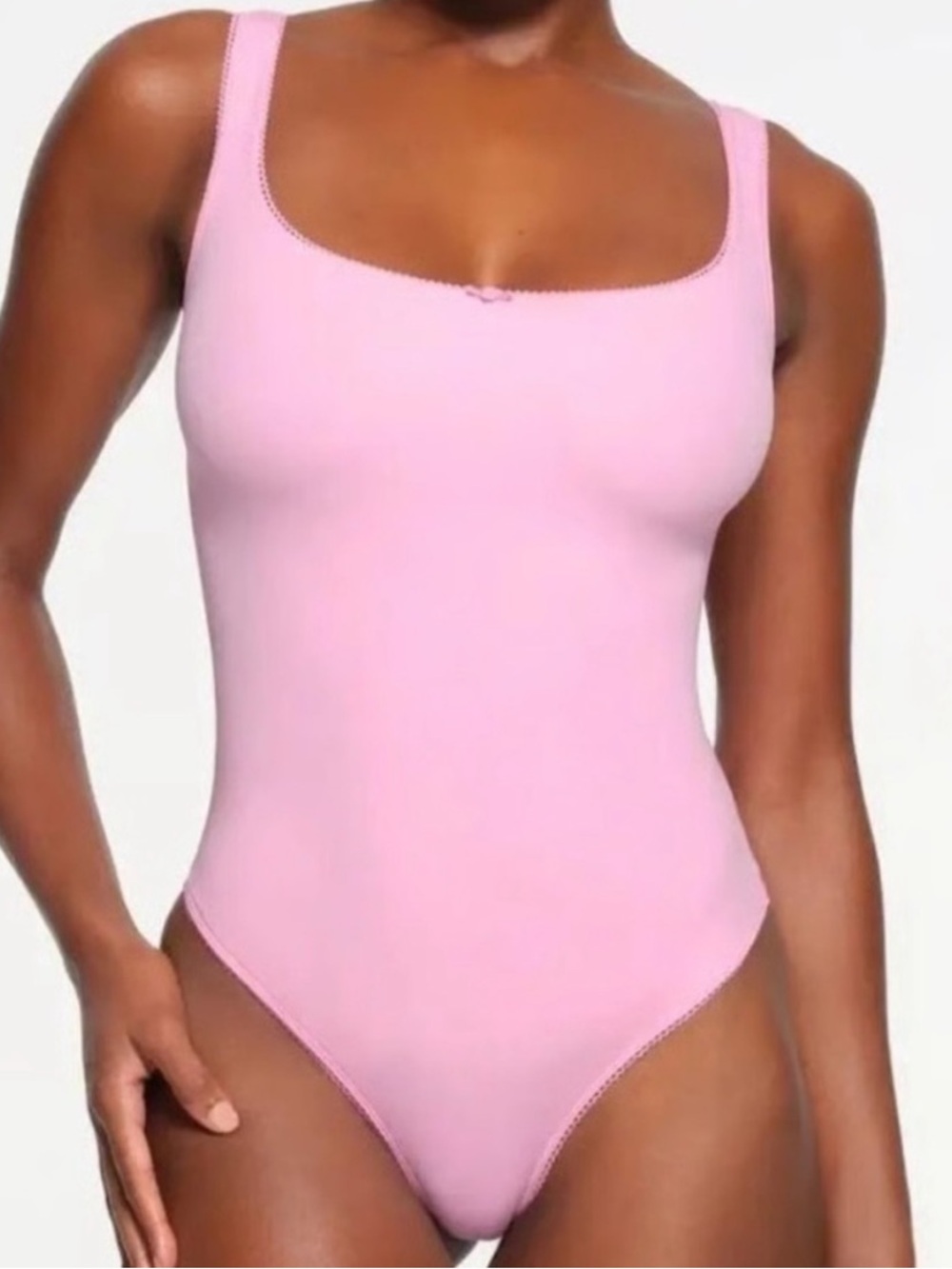 New Skims Fits Everybody Picot Trim Square neck thong bodysuit Bubble gum